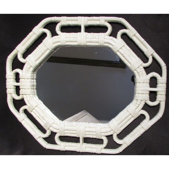 Homco faux rattan vintage wall mirror white gallery wall - Picture 1 of 7